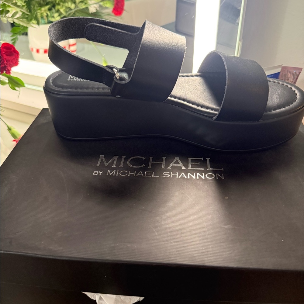 Michael Shannon Black Platform Sandals